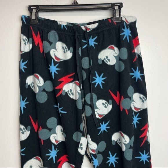 Disney Solid Black Mickey Mouse Graphic Pajama Pants Elastic Waist Band size L - Picture 6 of 10